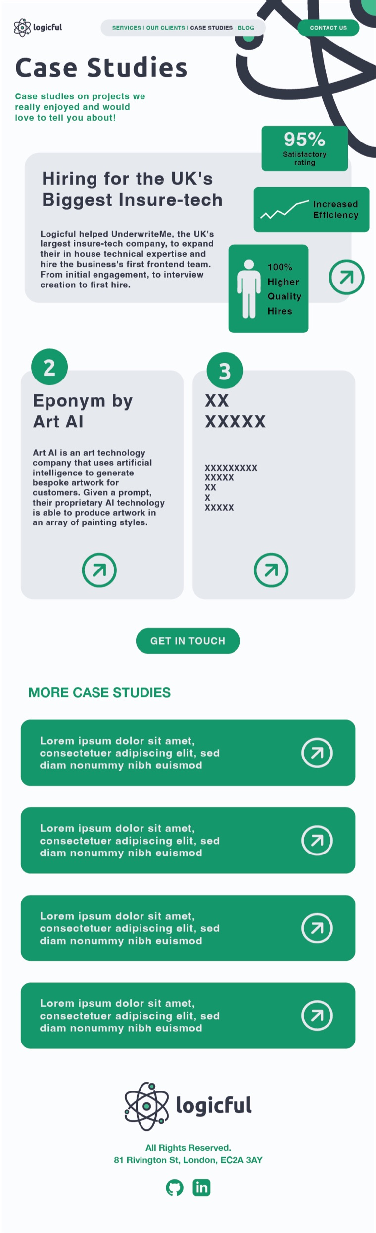 Logicful case studies page design